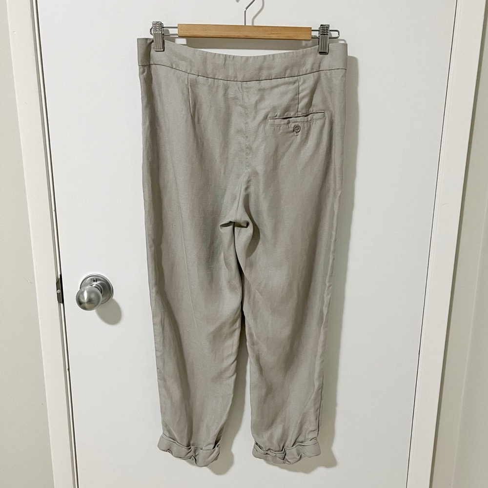 Aritzia Wilfred Linen Allant Tie Front Trouser Pant Grey Size 2 - Picture 9 of 16